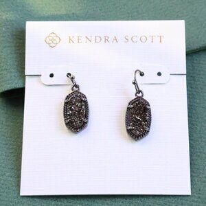 Kendra Scott Lee Earrings Black Drusy Gunmetal